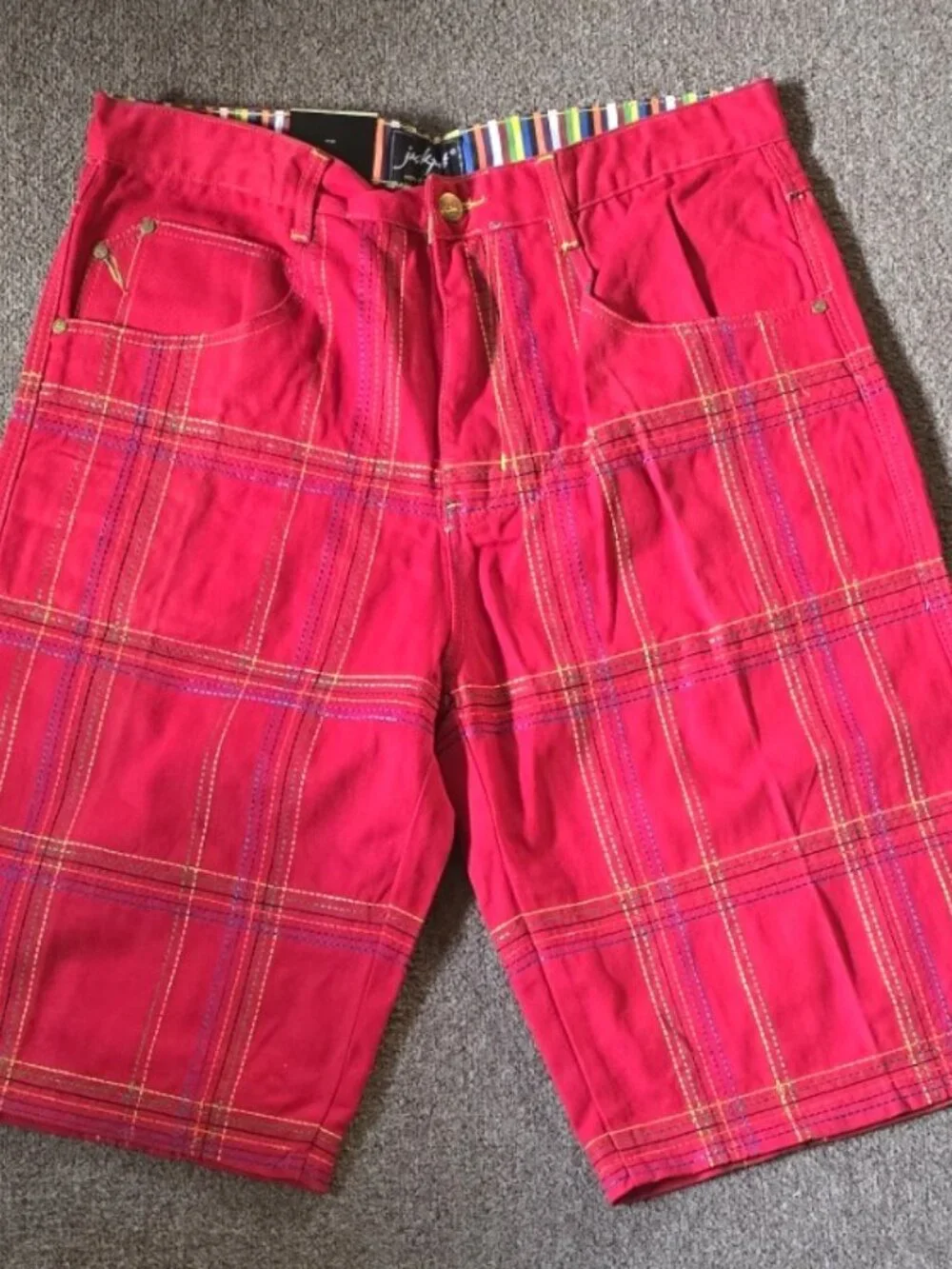 Vintage OX Jackpot Red Denim Size 40 Shorts Grunge Skater Y2K Street Urban NEW!!